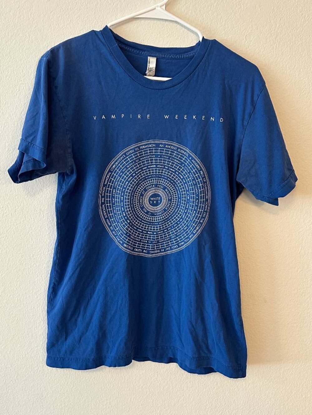 Vampire Weekend Contra White Sky Lyrics T Shirt American Apparel USA Men's M